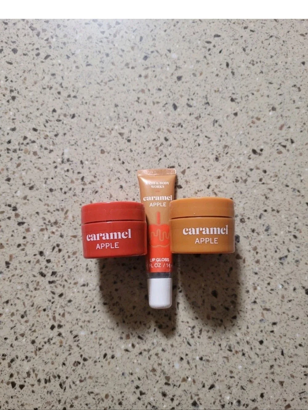 Bath & Body Works Caramel Apple Nourishing Lip Mask, Scrub, Lip Gloss Lot Of 3